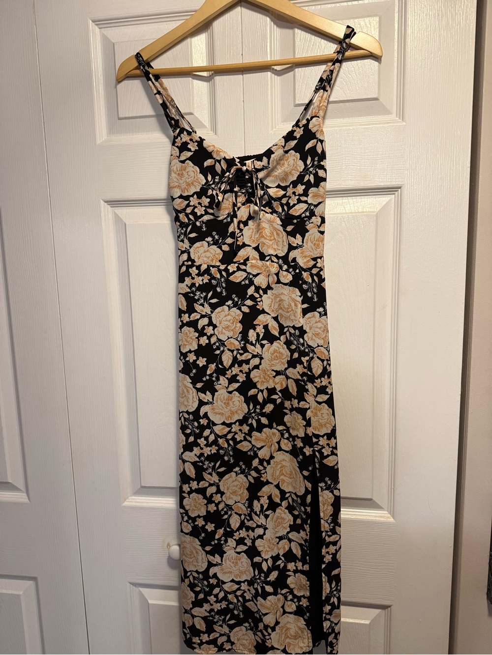 Black and Cream Floral Slip Dress